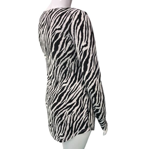 LEL Long Elegant Legs Womens Sz M Zebra Print Tunic Top Stretch Square Neck VTG - Picture 8 of 14